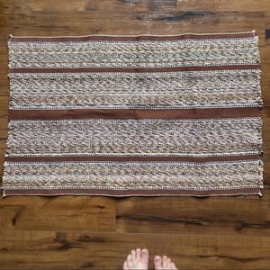NFS Vintage Brown Woven Rug Small Rectangle Accent Rugs Mid Century Modern